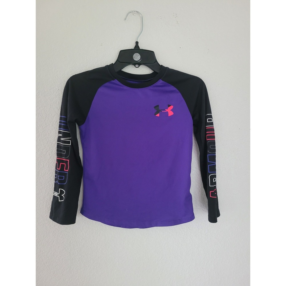 Under Armour Kids Royal Blue Black Long Sleeve Active Shirt Size 6 #8